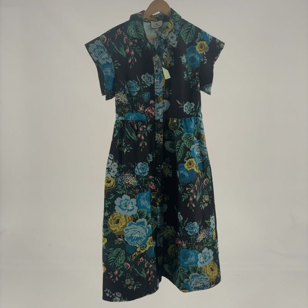 Tuckernuck Chloe Dress in Black Bouquet Floral, Cap Sleeves